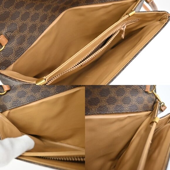 CELINE Logo Macadam Pattern Shoulder Bag PVC Leather Brown GHW Italy 36FB775 - Picture 12 of 16